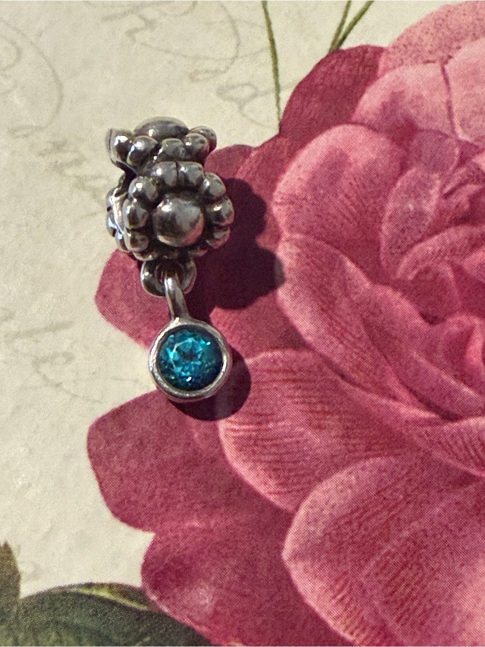 Authentic Pandora Daisy Dew Drop Blue Topaz Dangle Charm #790386TPP